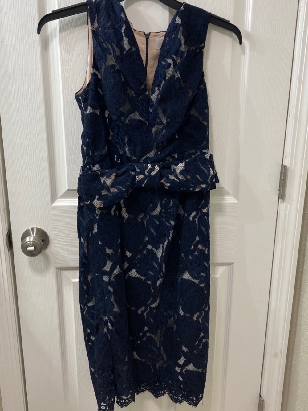 Barney’s New York Navy Blue Lace Midi Dress